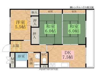 ソレイユ岸和田弐番館【203号室】の間取り