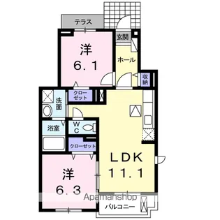 ベリーヒルズC【1階】の間取り