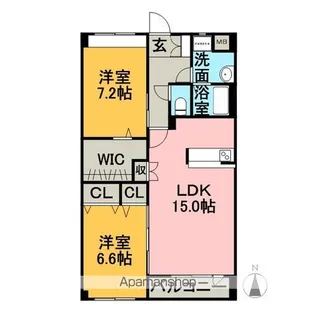 リビオン下沖C【1階】の間取り