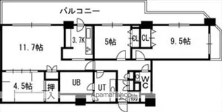 知事公館前タワーレジデンス【25階】の間取り