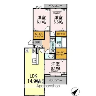 D CRAFT 谷田【3階】の間取り