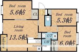 クリスタルリバー参番館【2階】の間取り