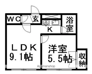 HS菊水624【4階】の間取り