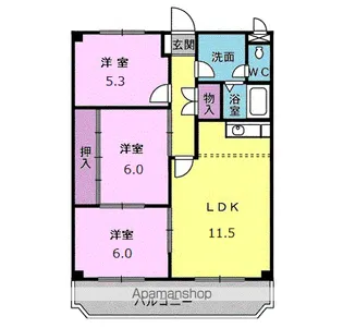 シャインキャッスル【3階】の間取り