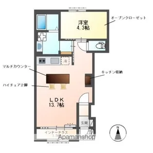 レヴメゾン神山五番館【1階】の間取り