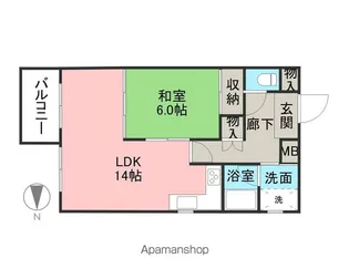 ベルソーレ松本【201号室】の間取り