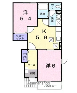 エヴァーグリーン【1階】の間取り