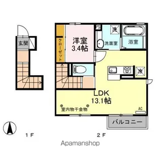 レーヴ ヤマコー【2階】の間取り