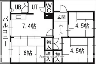 札幌西月寒団地2号棟【201号室】の間取り