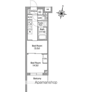コンフォリア・リヴ東中野【1階】の間取り