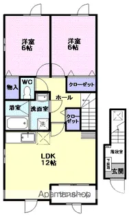 ウィスティリア パディ弐番館【2階】の間取り