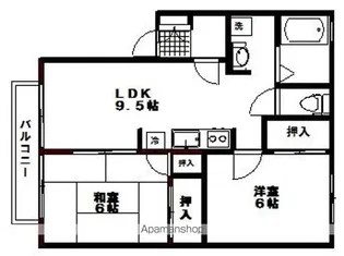 ハイカムールS【102号室】の間取り