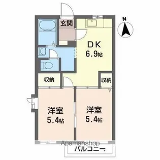 サンヒルズ500【205号室】の間取り