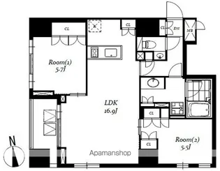レジディア日本橋馬喰町III【2階】の間取り
