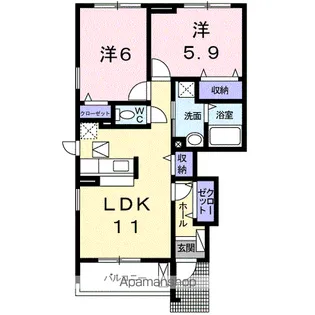 ピースフル ライフ【1階】の間取り
