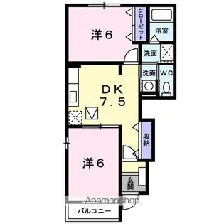 カーサ グランデB【1階】の間取り