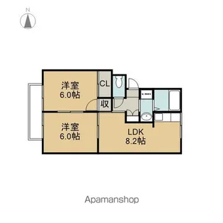 グリーンヴィレッジ瀬戸口【2階】の間取り