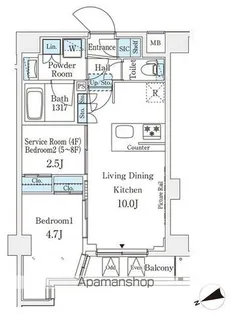 アジールコート山手動坂【7階】の間取り