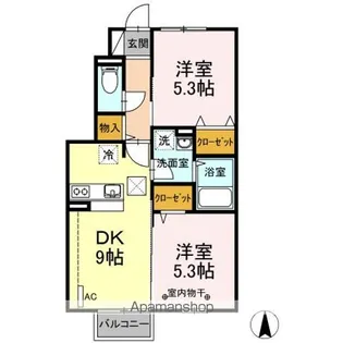 サン・イリゼB【1階】の間取り