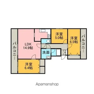 ライオンズステーションプラザ新札幌【601号室】の間取り