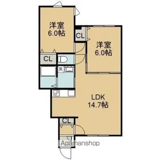 グラン・ソレーユⅢ【102号室】の間取り