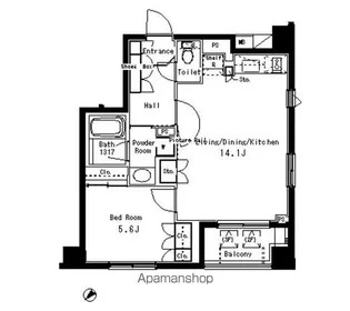 パークアクシス六本木檜町公園【1階】の間取り