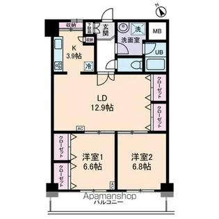 グランドフェニックス【12階】の間取り