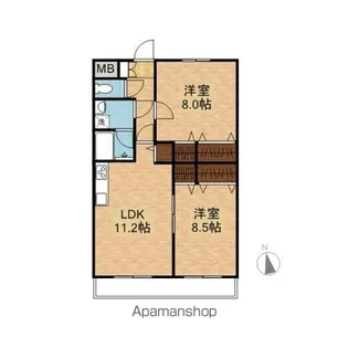 プランドール壱番館【203号室】の間取り