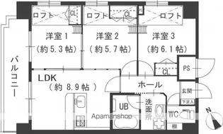 グランドポレストーネ大手町弐番館(ファミリー)【9階】の間取り