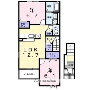 グリーンハイツ水海道A【2階】の間取り