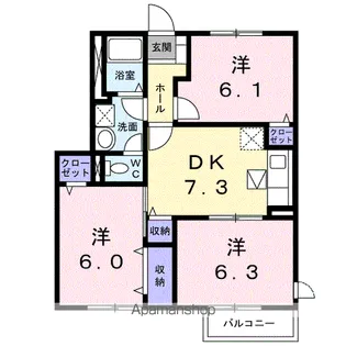 エグランディーヌA【101号室】の間取り