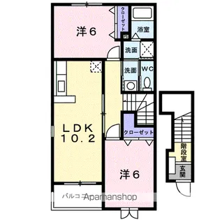 カーサ グランデB【2階】の間取り