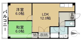 ユームⅤかやづ【6B号室】の間取り