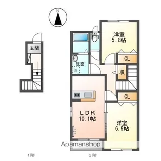 ベルグラース・ミズホ【2階】の間取り