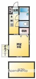 ベルデ鮫洲【1E号室】の間取り