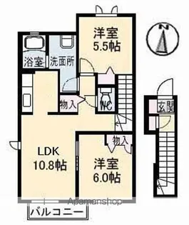広島県福山市神辺町大字川北【アパート】の間取り