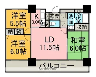 シャトーアトラス【706号室】の間取り
