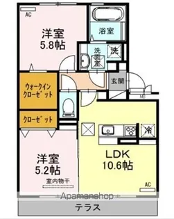 ハピネスヒルズ長嶺 A棟【2階】の間取り