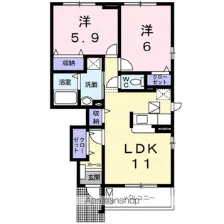 ア・ラ・モード パレA【1階】の間取り