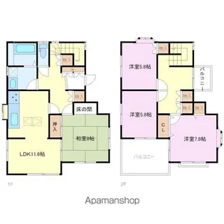 神奈川県横浜市保土ケ谷区鎌谷町【一戸建】の間取り