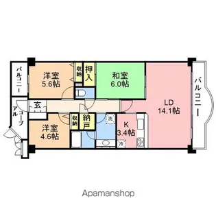プレステージ青山【8階】の間取り