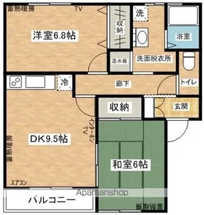 ラポール二ツ森【202号室】の間取り