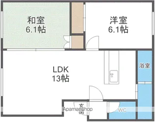 グローバル南平岸【103号室】の間取り