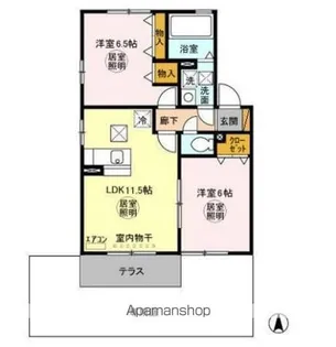 ロイヤルヒルズ春日 ABCD【1階】の間取り