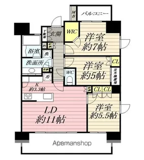 グランテム本厚木【11F号室】の間取り