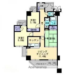 アルファガーデン錦町Ⅱ【7階】の間取り
