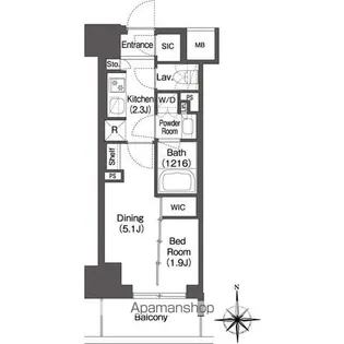コンフォリア東新宿【7階】の間取り