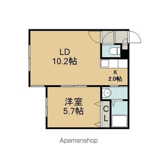 ボヌール【102号室】の間取り