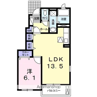 1LDKの間取り画像