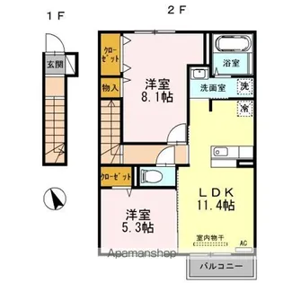 プティシャン I【202号室】の間取り